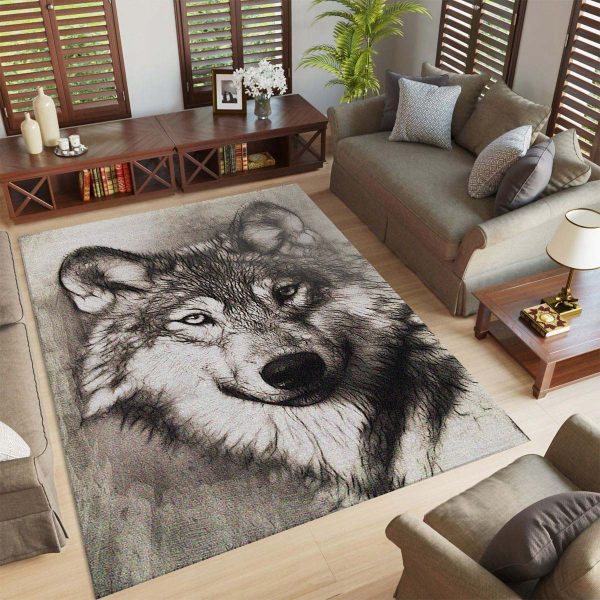 Wolf Porträt Kopf Raubtier Teppich