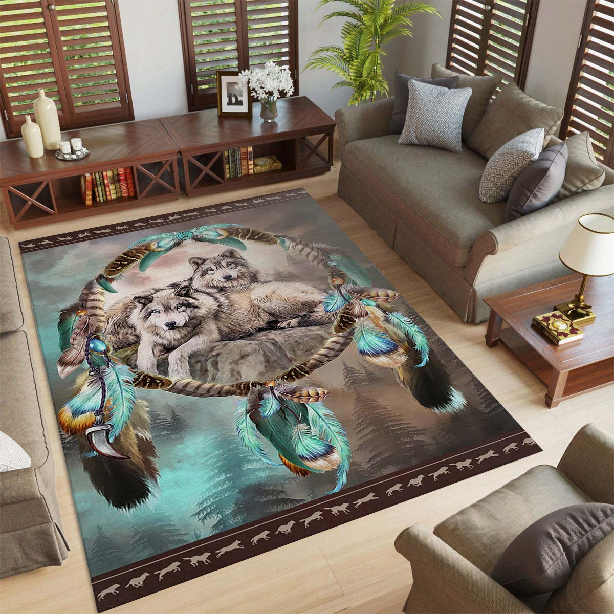 Wolf-Tier-Traumfänger Teppich