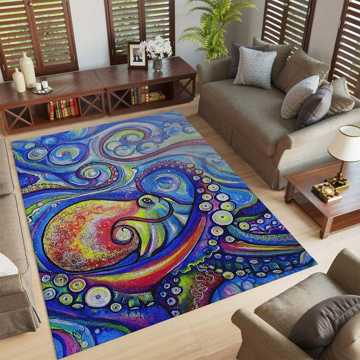 Wirbelnde Octopus Surf Art Sea Life Teppich