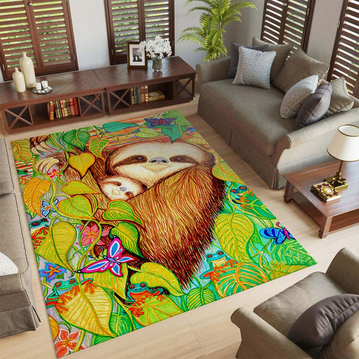 Faultier-Familie Teppich