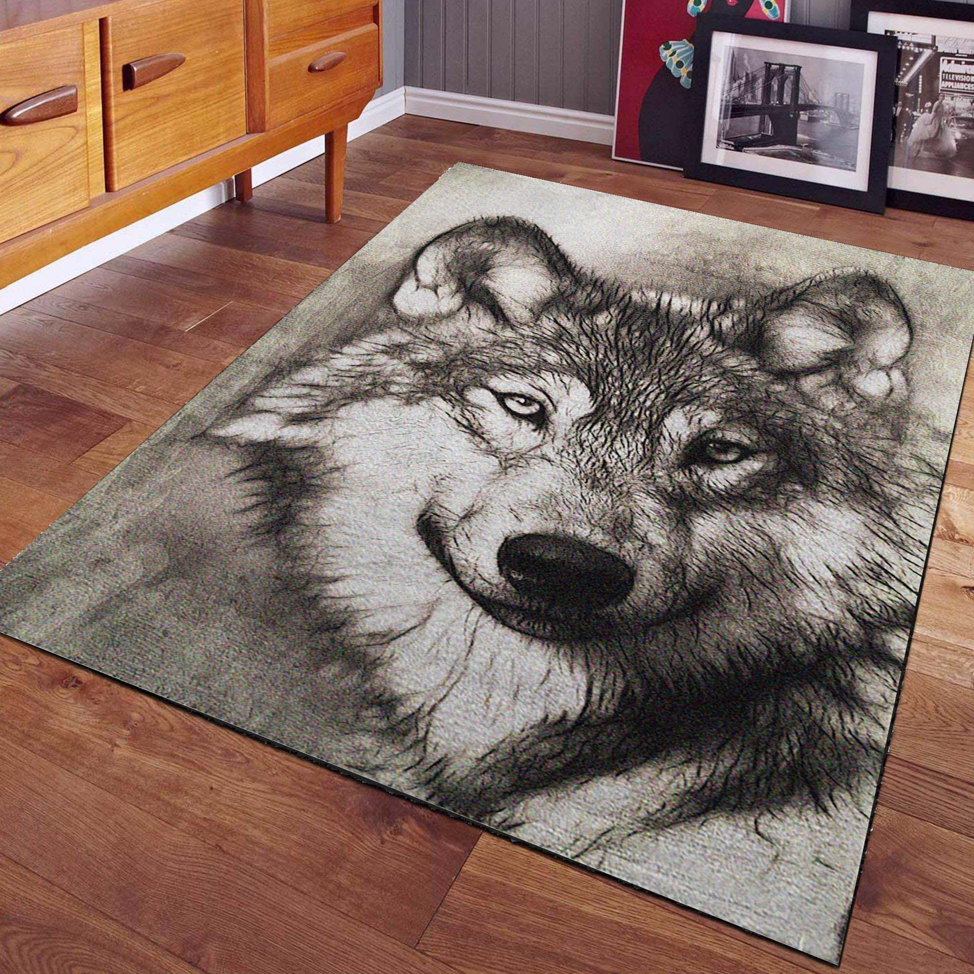 Wolf Porträt Kopf Raubtier Teppich – Bild 2