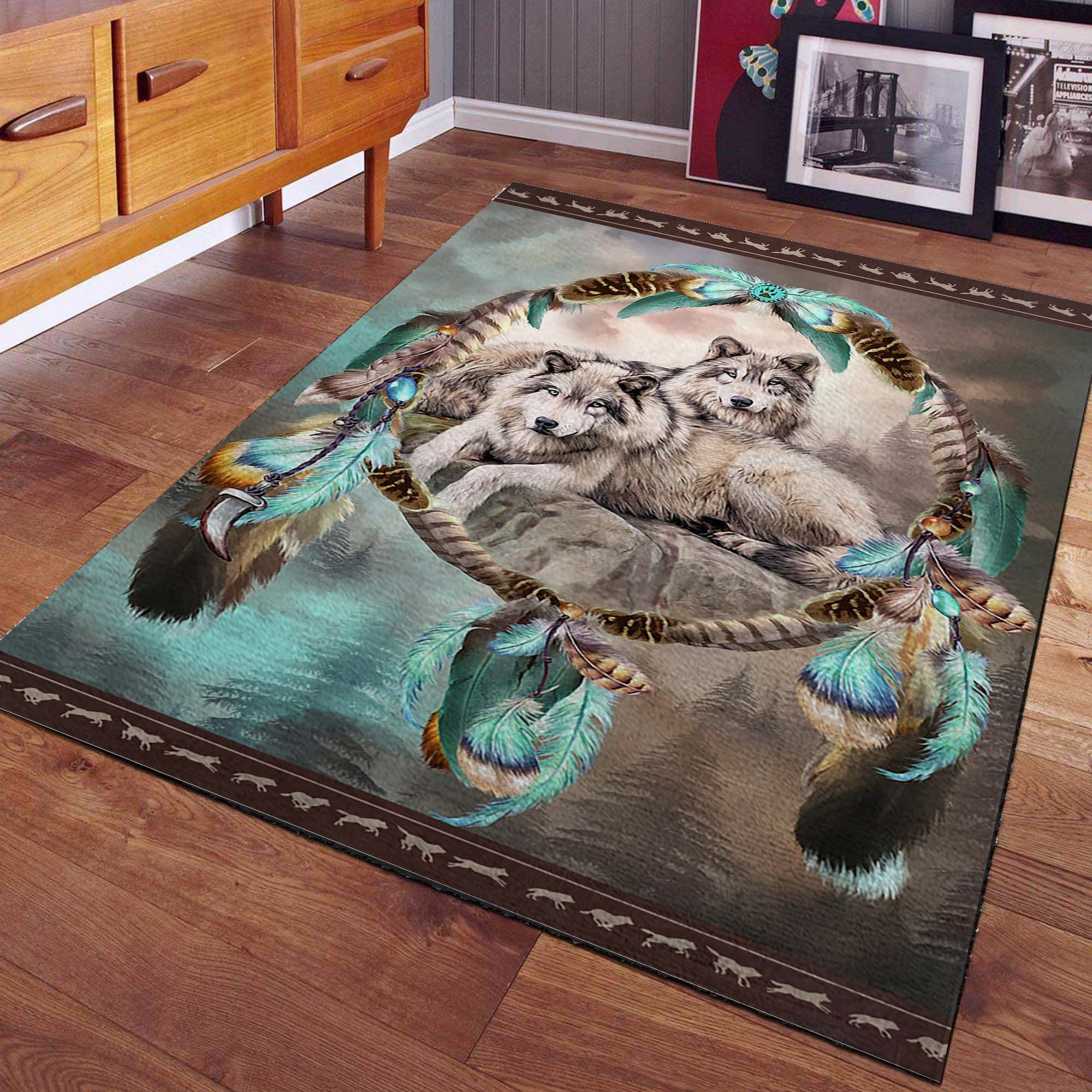 Wolf-Tier-Traumfänger Teppich – Bild 2