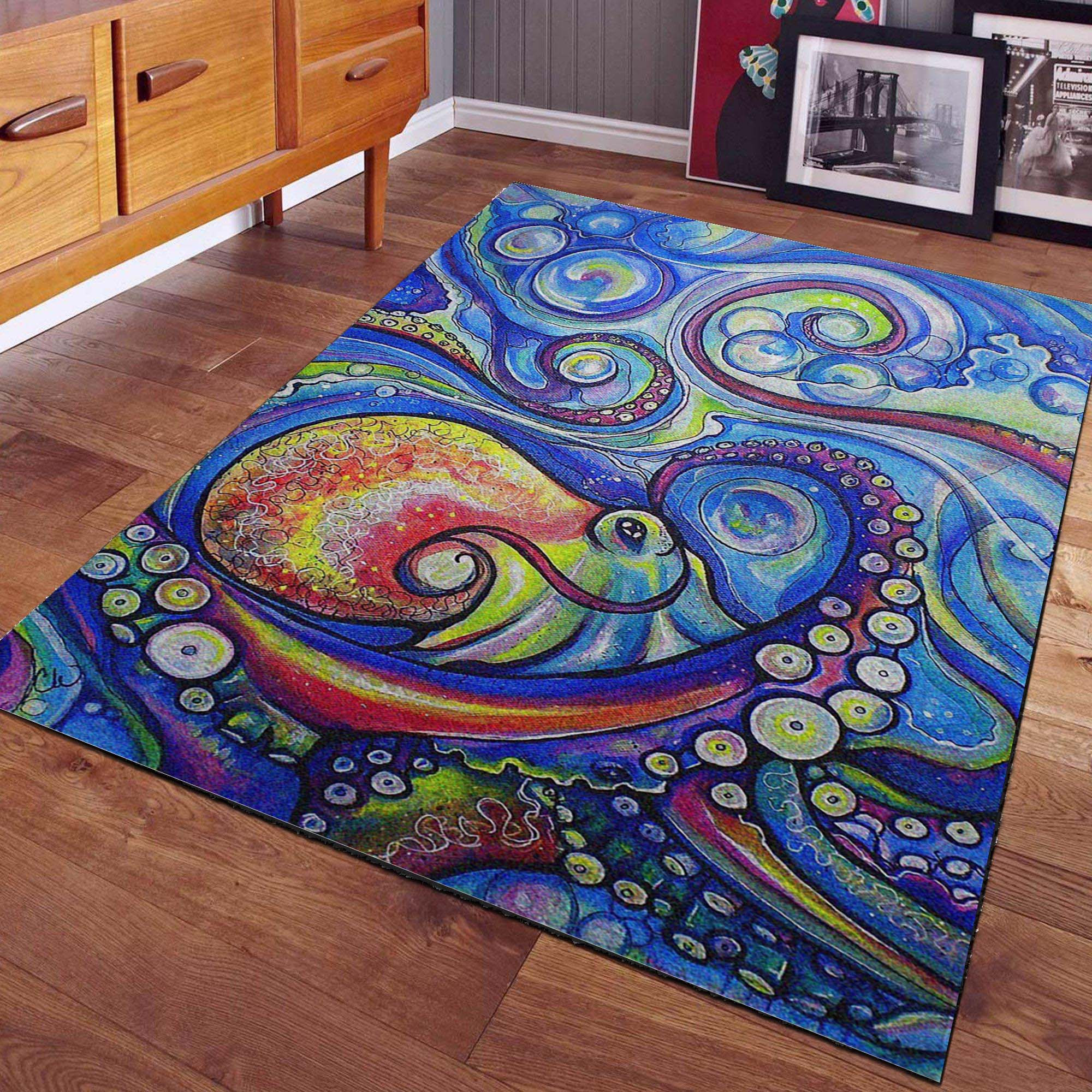 Wirbelnde Octopus Surf Art Sea Life Teppich – Bild 2