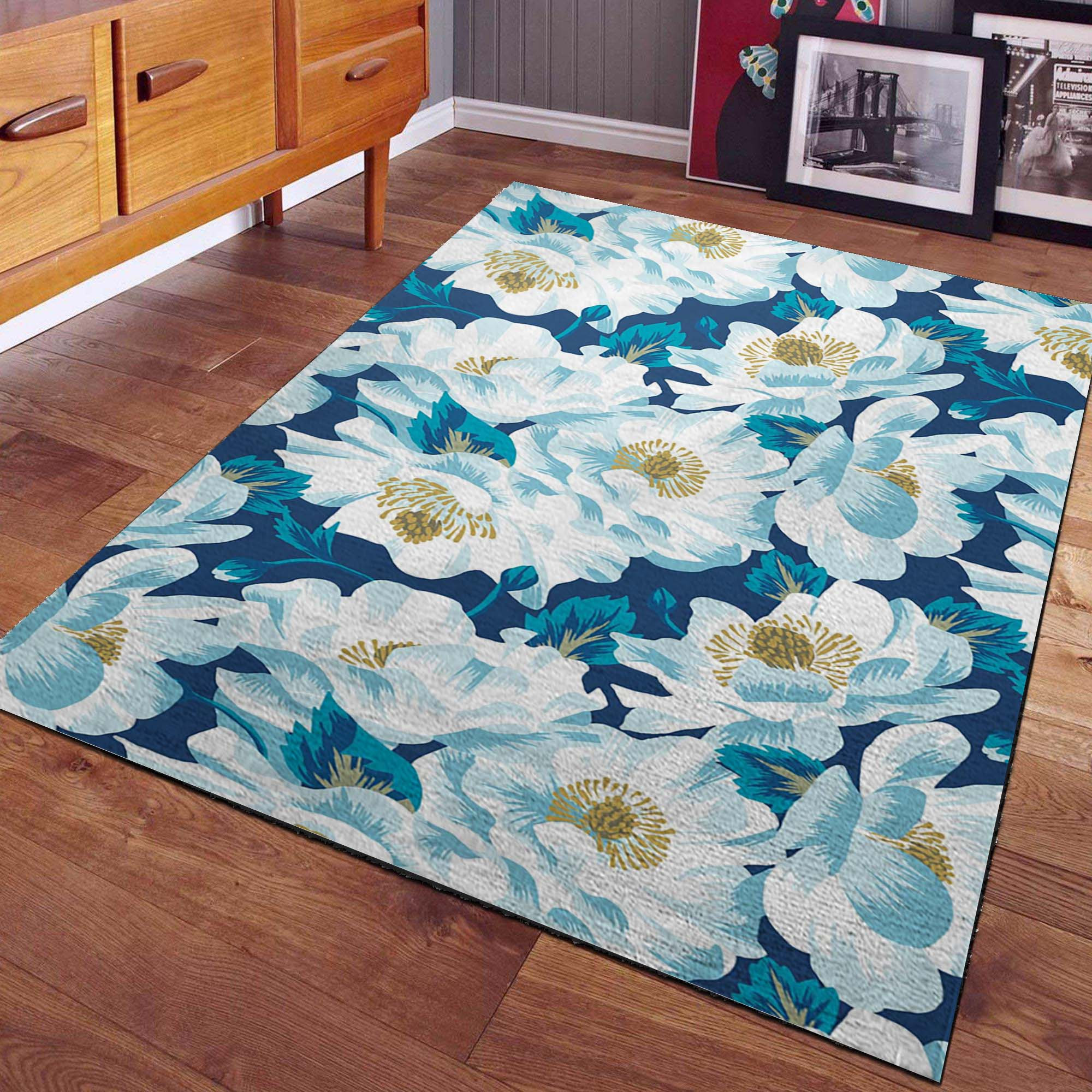 Blumenteppiche Marineblau Teppich – Bild 2