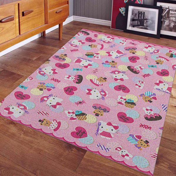 Hallo Miezekatze-Rosa-Muster Teppich