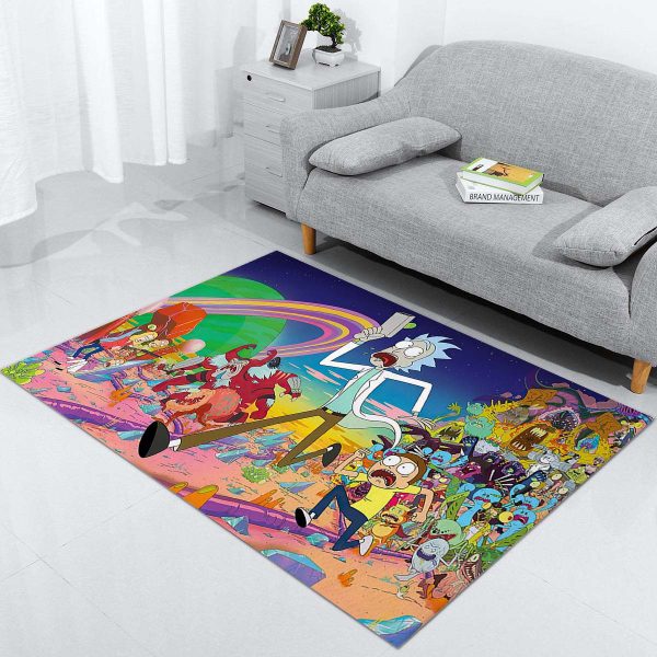 Rick und Morty flüchten vor den Aliens Teppich