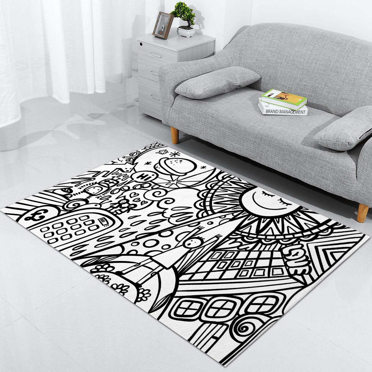 comic urban modernes monochromes dekor kinderzimmer Teppich