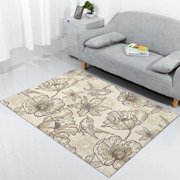 Vogel und Blumen Teppich