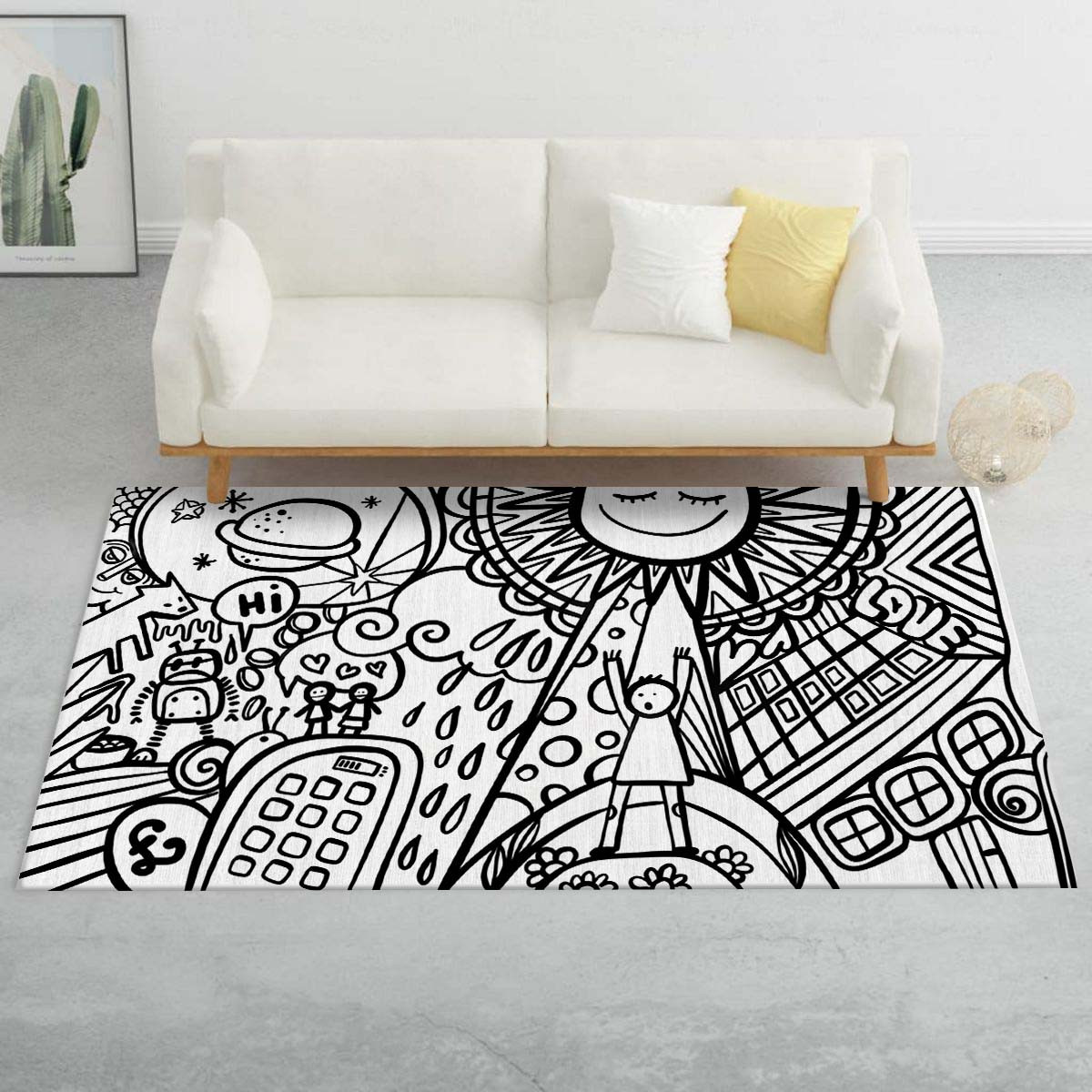 comic urban modernes monochromes dekor kinderzimmer Teppich – Bild 2