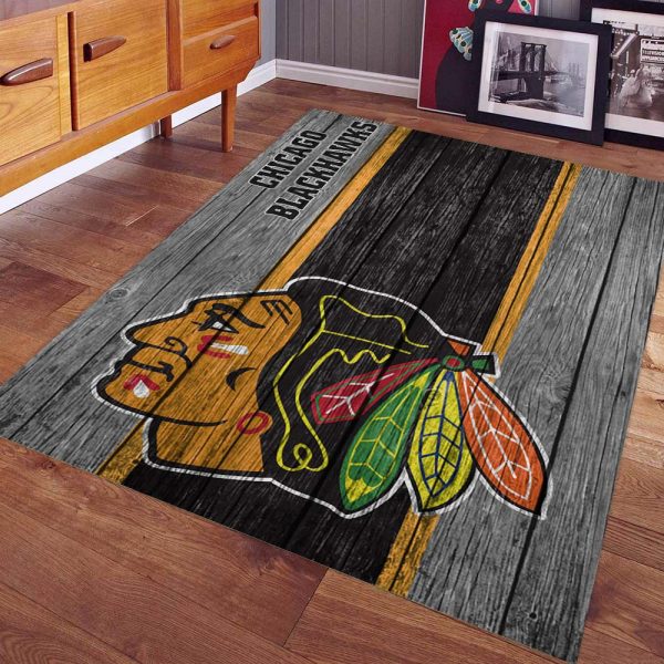 Chicago Blackhawks Hockey Team NHL auf Holz Teppich