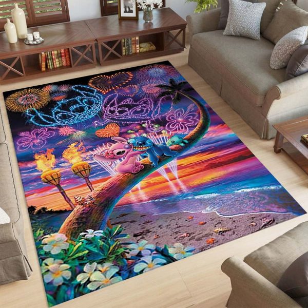Disney Stitch und Winkel Kuss Liebe Feuerwerk Teppich
