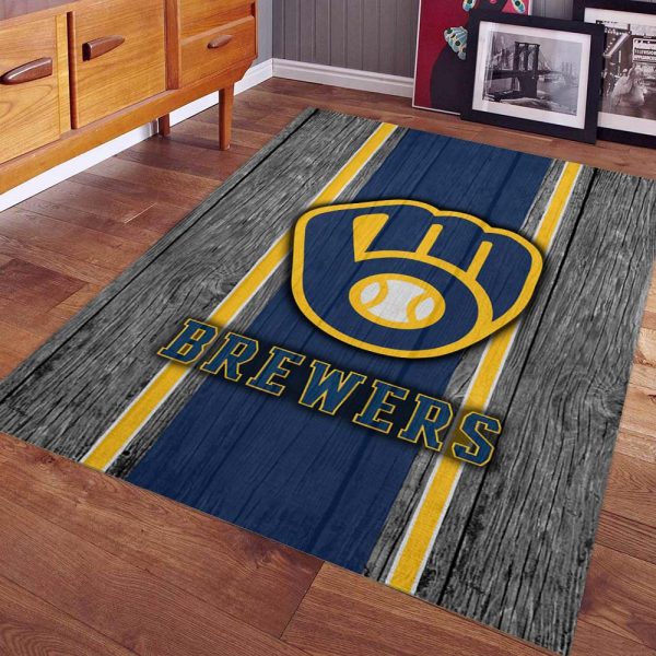 Milwaukee Brewers Baseball-MLB-Team auf Holz Teppich