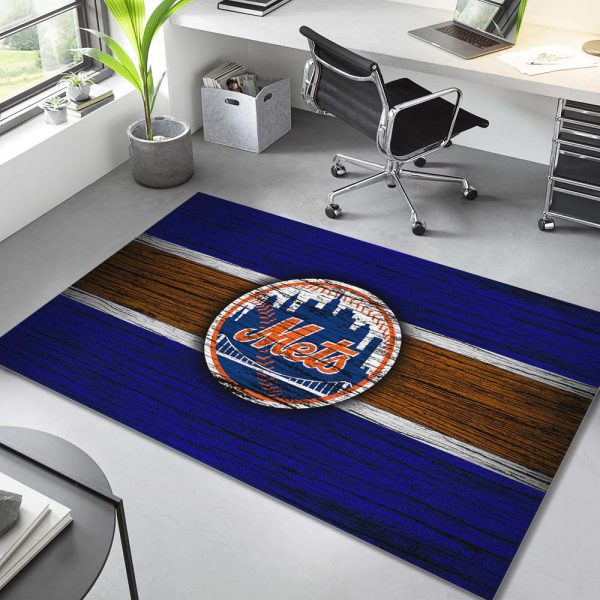 New York Mets Baseballteam MLB auf Holz Teppich