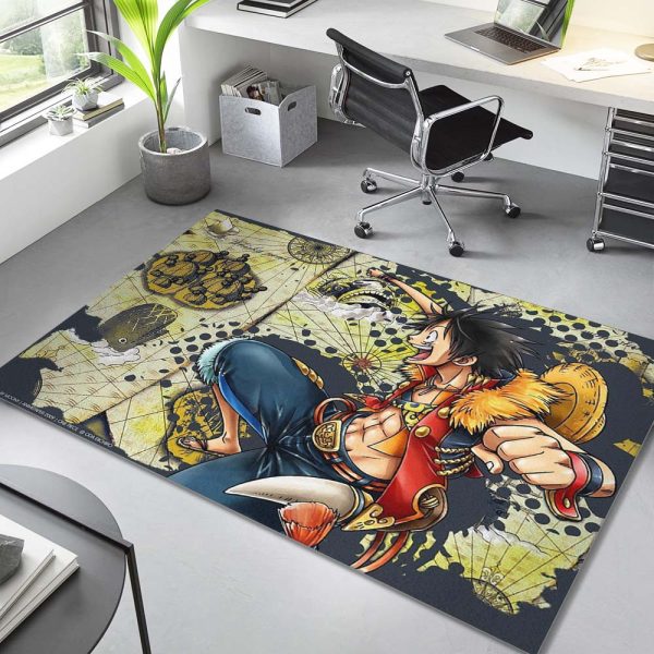 Luffy mit One Piece Map Teppich