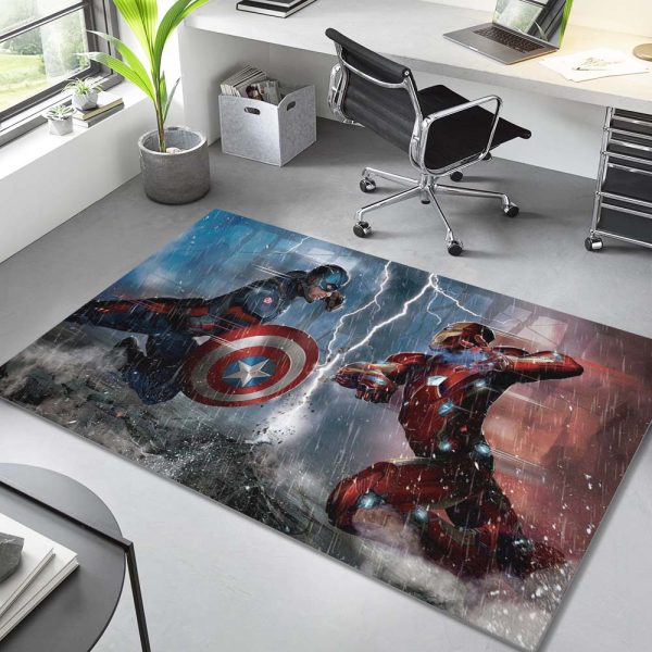 Captain America kämpft gegen Ironman Avengers Teppich