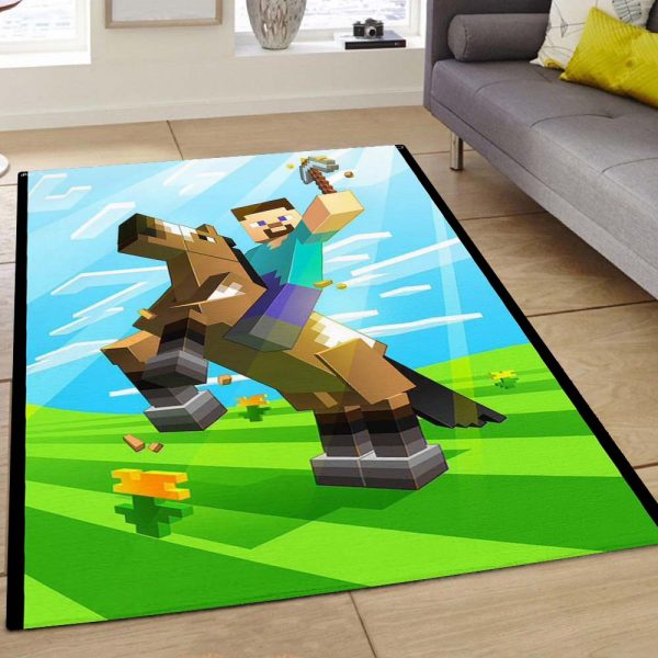 Herobrine Minecraft Charakter Auf Pferd Teppich