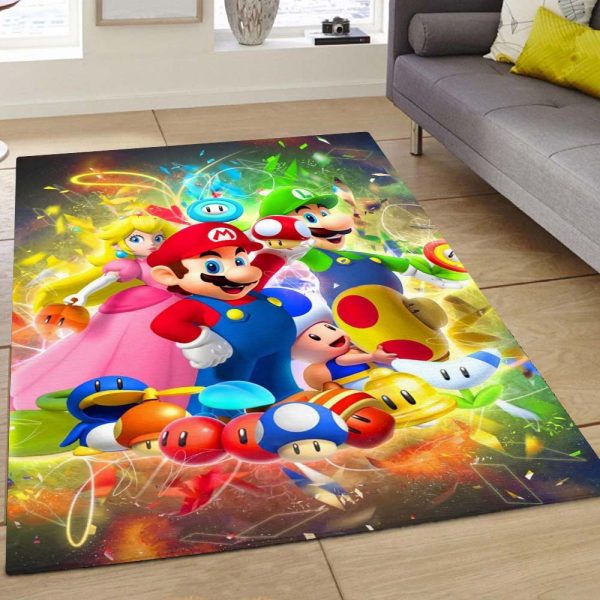 Mario Alle Charaktere Glücklich Teppich