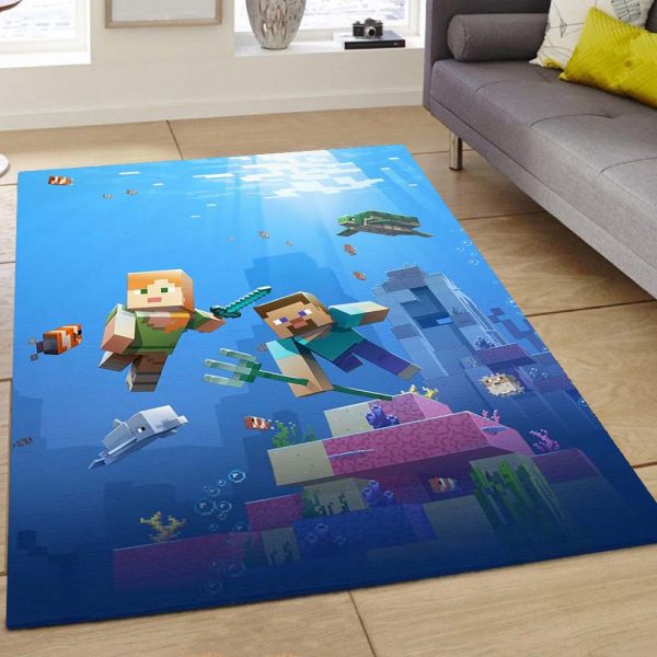 Unterwasser Minecraft Charaktere 2 Teppich
