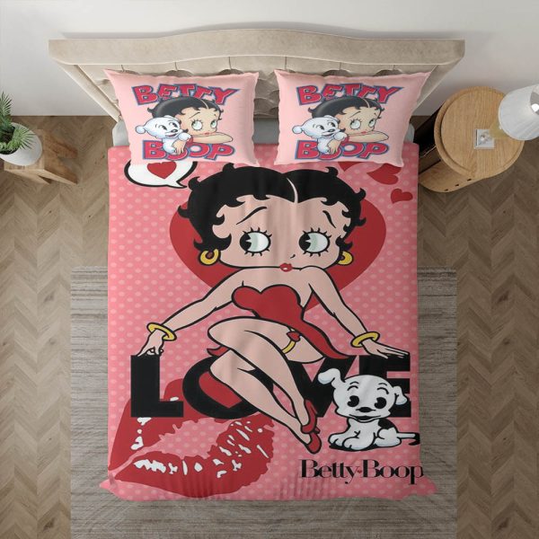 Betty Boop mit ihrem pummeligen Hund Kinderbettwäsche - Bettwäsche