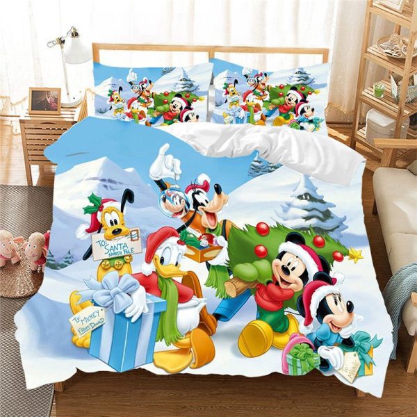 Frohe Weihnachten Disney Micky Maus Minnie Maus Donald Duck Goofy Kinderbettwäsche - Bettwäsche