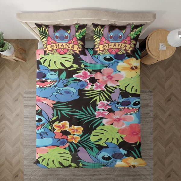 Stich Hawaii Blumen Lustiger Stich Ohana Mean Family Kinderbettwäsche - Bettwäsche