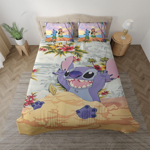 Disney Lilo und Stitch Dancing On The Beach Stitch hawaiianische Tropical Blume Kinderbettwäsche - Bettwäsche