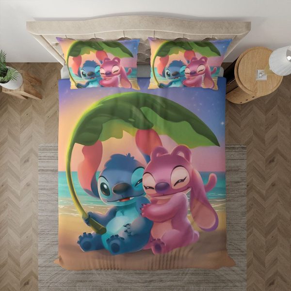 Disney Lilo und Stitch Stitch und Angel Romantischer Valentinstag Kinderbettwäsche - Bettwäsche
