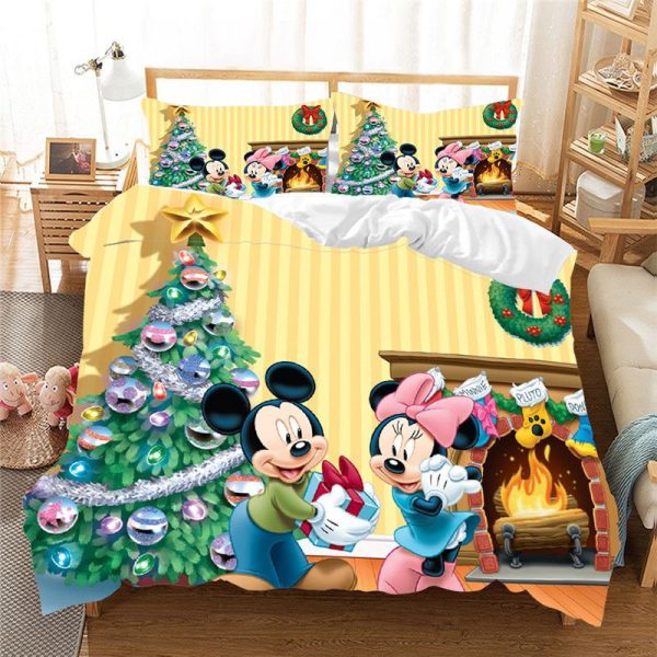 Frohe Weihnachten Disney Micky Maus und Minnie Maus 4 Kinderbettwäsche - Bettwäsche