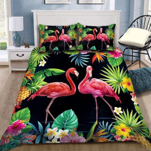 Flamingo Tropical Blumen Kinderbettwäsche - Bettwäsche