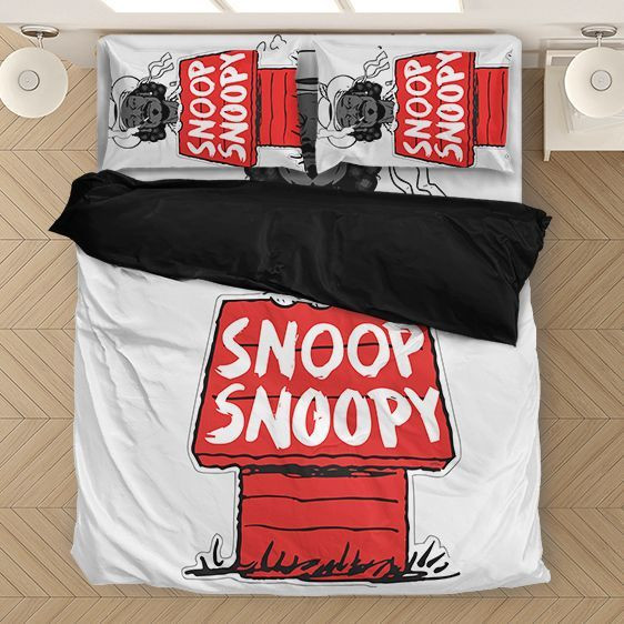 Snoopy Parodie Snoop Dogg minimalistisches Weiß Kinderbettwäsche - Bettwäsche