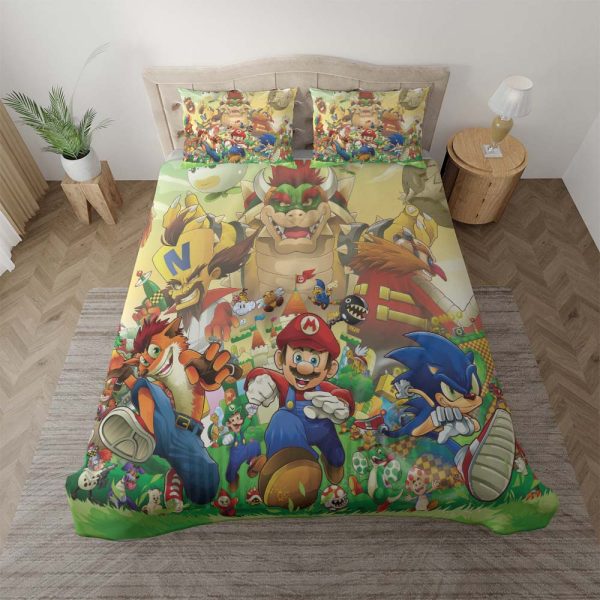 Super Mario Alle Charaktere 1002 Kinderbettwäsche - Bettwäsche