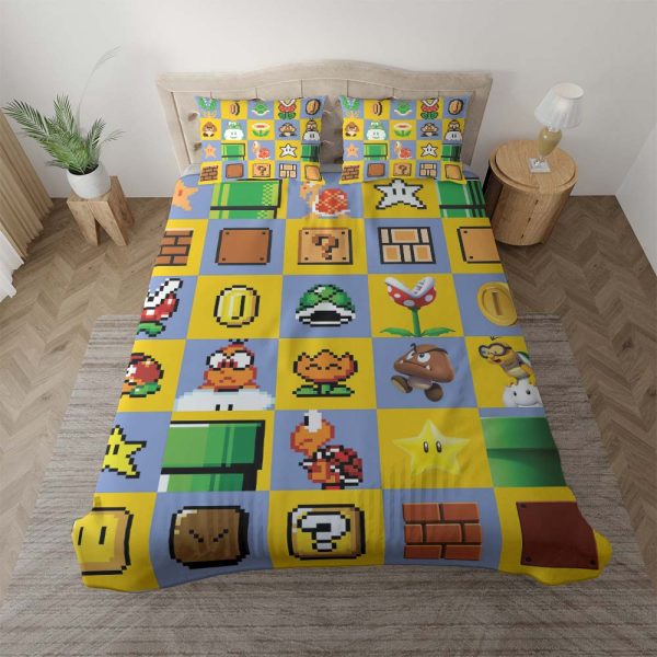 Super Mario Icon Spiel Kinderbettwäsche - Bettwäsche