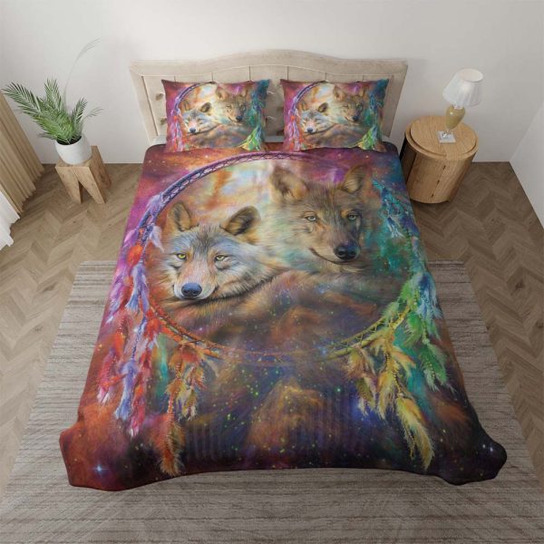 Wölfe Traumfänger Blau 3 Kinderbettwäsche - Bettwäsche