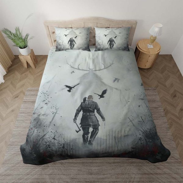 Vögel Wikinger Axt Kreuz Hörner Schwert Ragnar Lodbrok Kinderbettwäsche - Bettwäsche