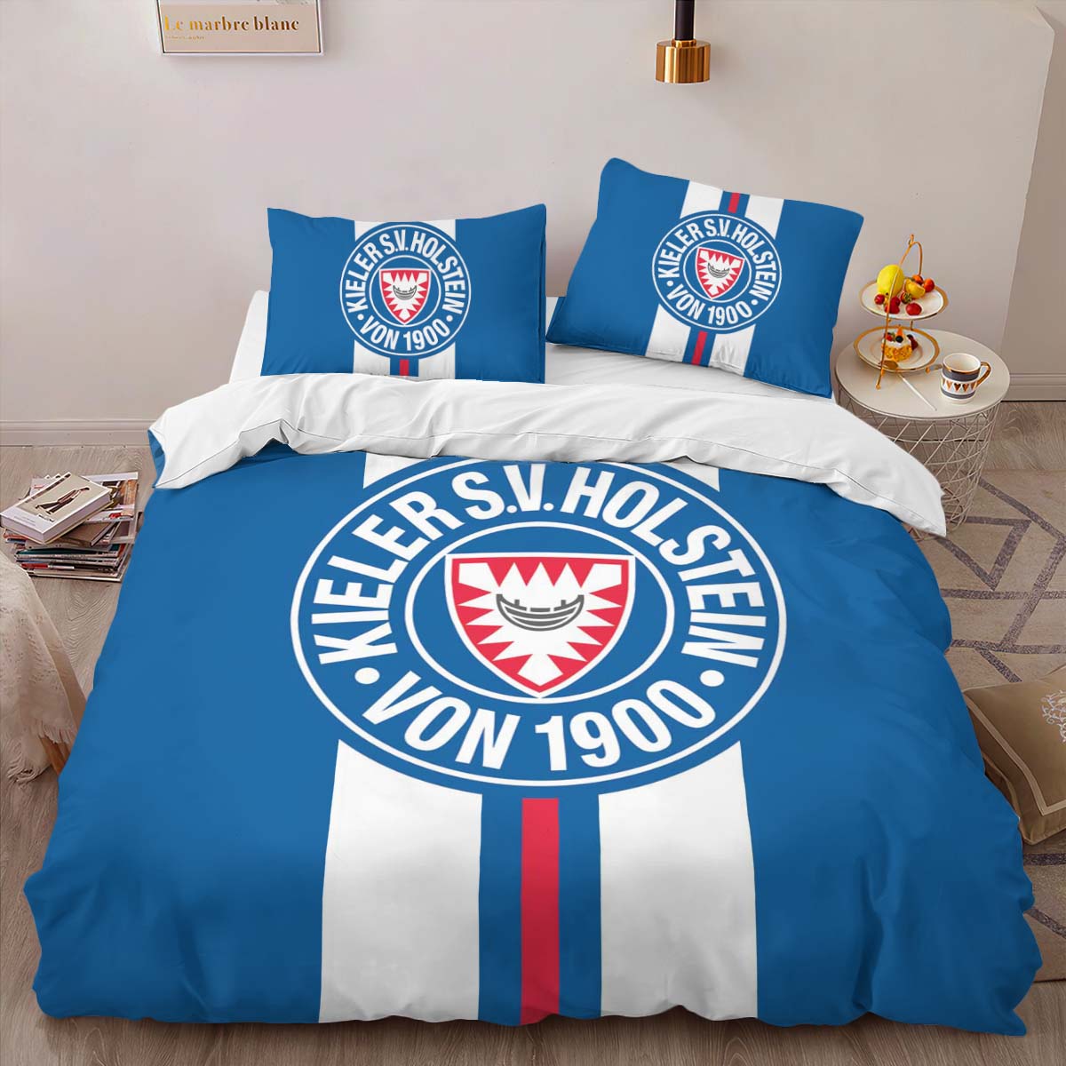 Holstein Kiel FC Kieler SV Holstein 1900 blue background 09 Kinderbettwäsche - Bettwäsche