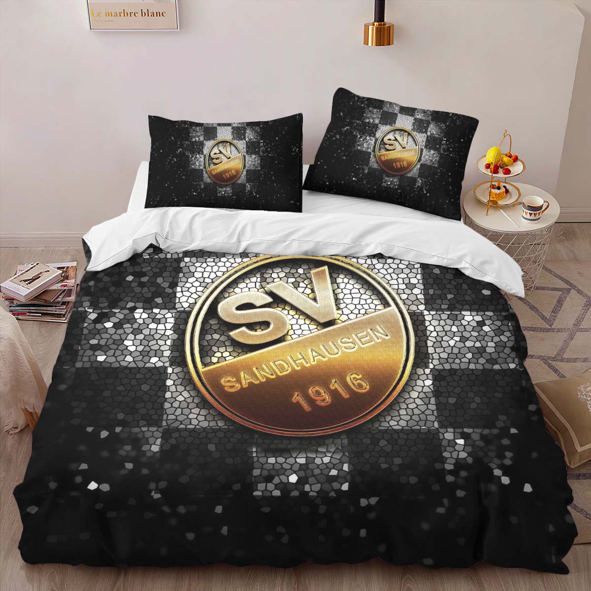 SV Sandhausen black white checkered Kinderbettwäsche - Bettwäsche