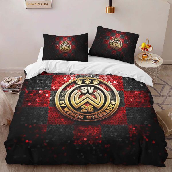 SV Wehen Wiesbaden red black diamond background Kinderbettwäsche - Bettwäsche