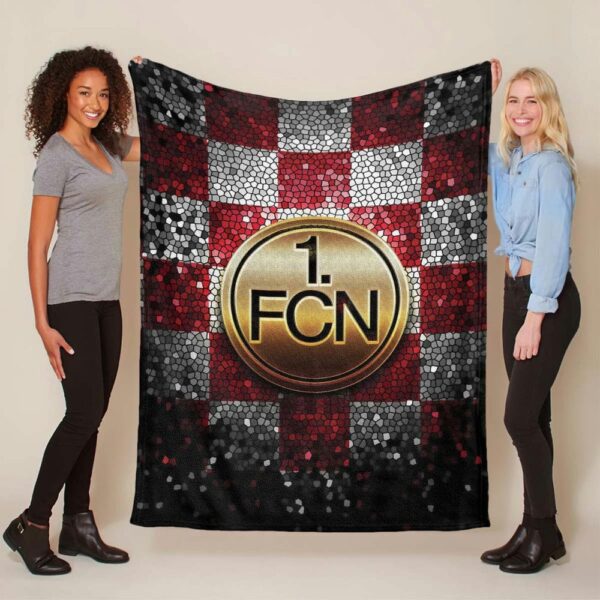 1. FC Nürnberg weiß-rot kariert Fleecedecke - Decke