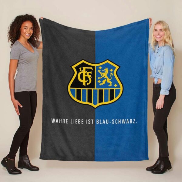 1. FC Saarbrücken blau schwarzer Hintergrund Fleecedecke - Decke
