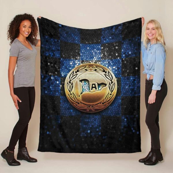 DSC Arminia Bielefeld blau schwarz kariert Fleecedecke - Decke