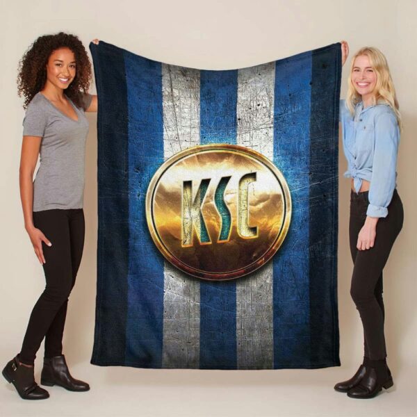 Karlsruher FC KSC blaues Metall und goldenes Logo Fleecedecke - Decke