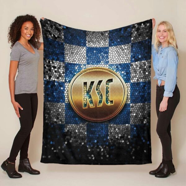 Karlsruher SC KSC blau weiß kariert Fleecedecke - Decke