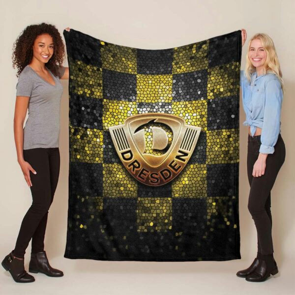 SG Dynamo Dresden gelb schwarz kariert Fleecedecke - Decke