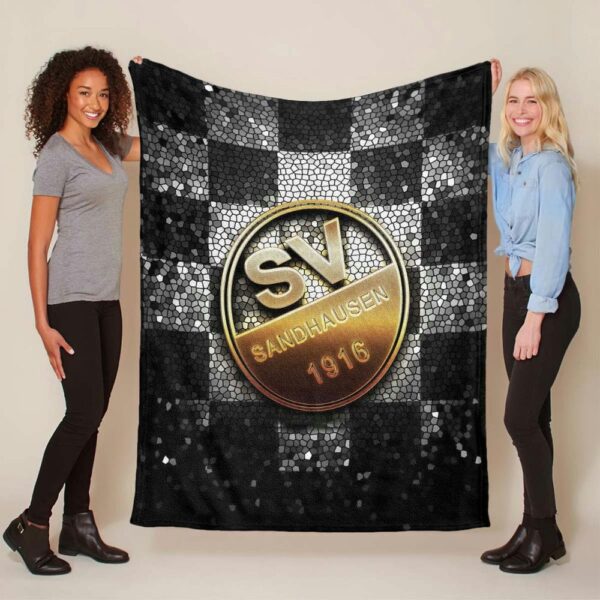 SV Sandhausen schwarz weiß kariert Fleecedecke - Decke