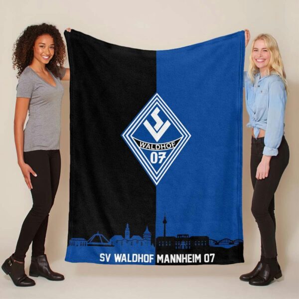 SV Waldhof Mannheim 07 schwarz blauer Hintergrund SVW 02 Fleecedecke - Decke