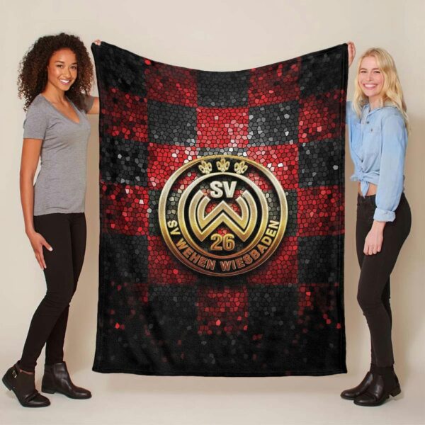 SV Wehen Wiesbaden rot-schwarzer Rautenhintergrund Fleecedecke - Decke