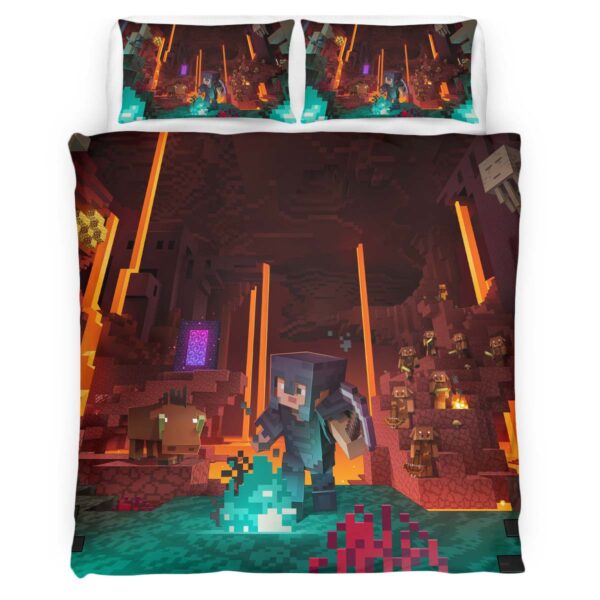 Minecraft Nether Verderbnis Biom Pigmen Netherrack Kinderbettwäsche – Bettwäsche