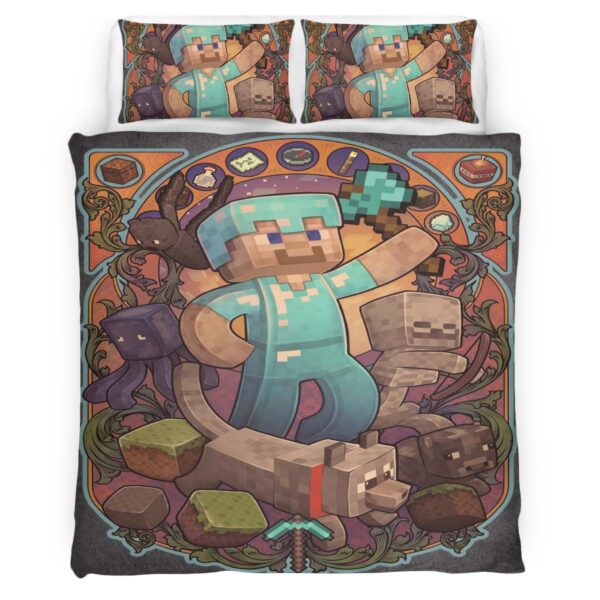 Minecraft Steve und die Charaktere um das Spiel Kinderbettwäsche – Bettwäsche