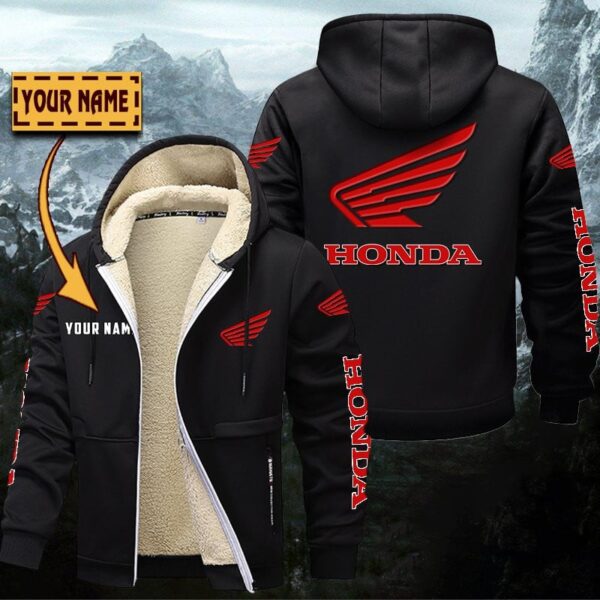 Honda Motorcycle Hoodie Zip Velvet Coat Gefütterte Kapuzenjacke