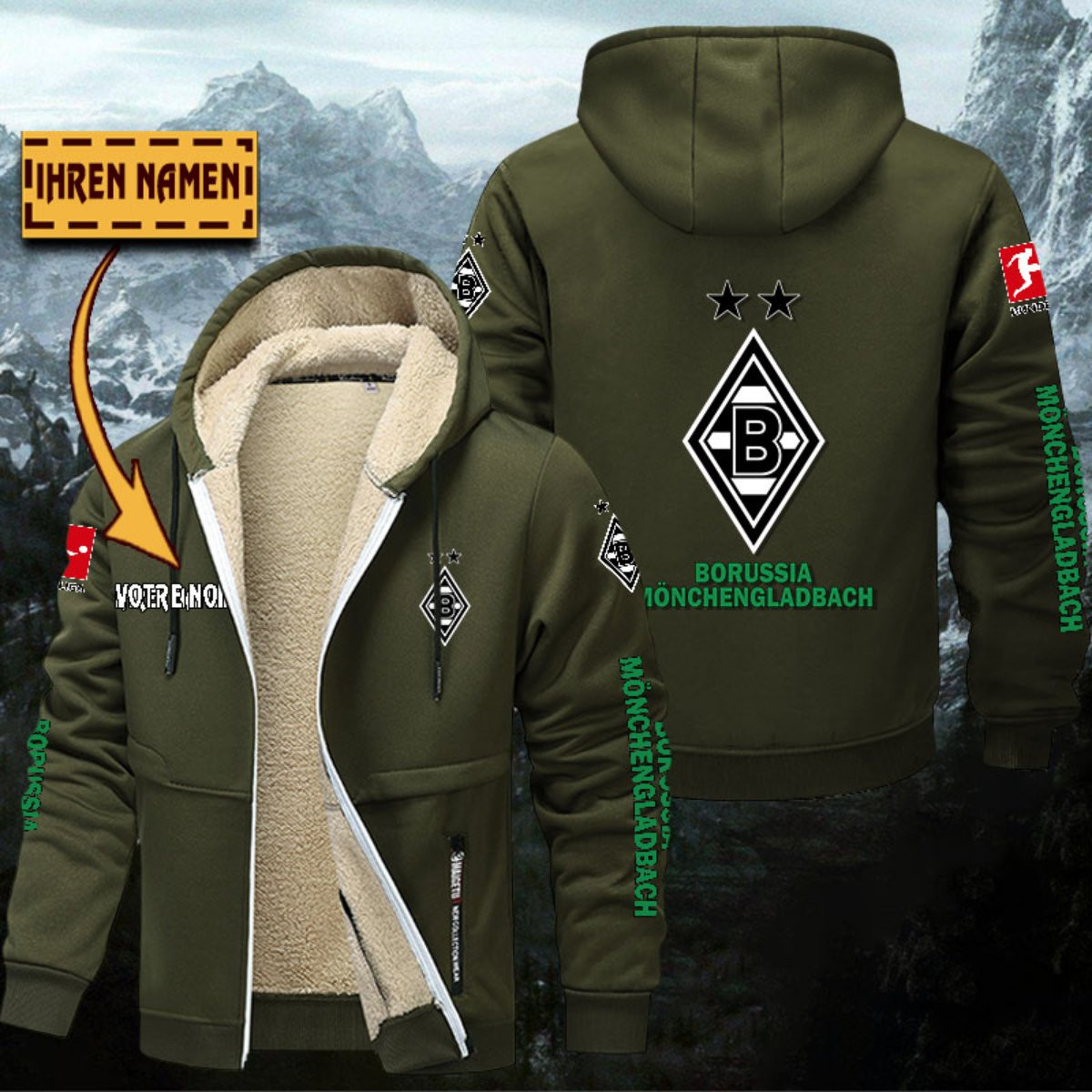 Borussia Mönchengladbach Gefütterte Kapuzenjacke – Bild 2